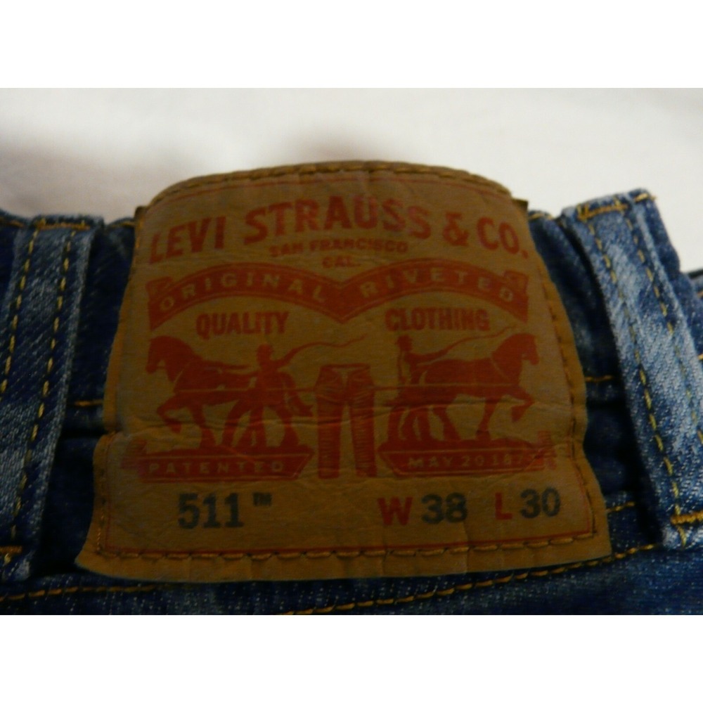 Levi's 511 Slim Jeans Men 38x30(36X29) Blue Tropical Leaf Print Streetwear Denim - Picture 5 of 14